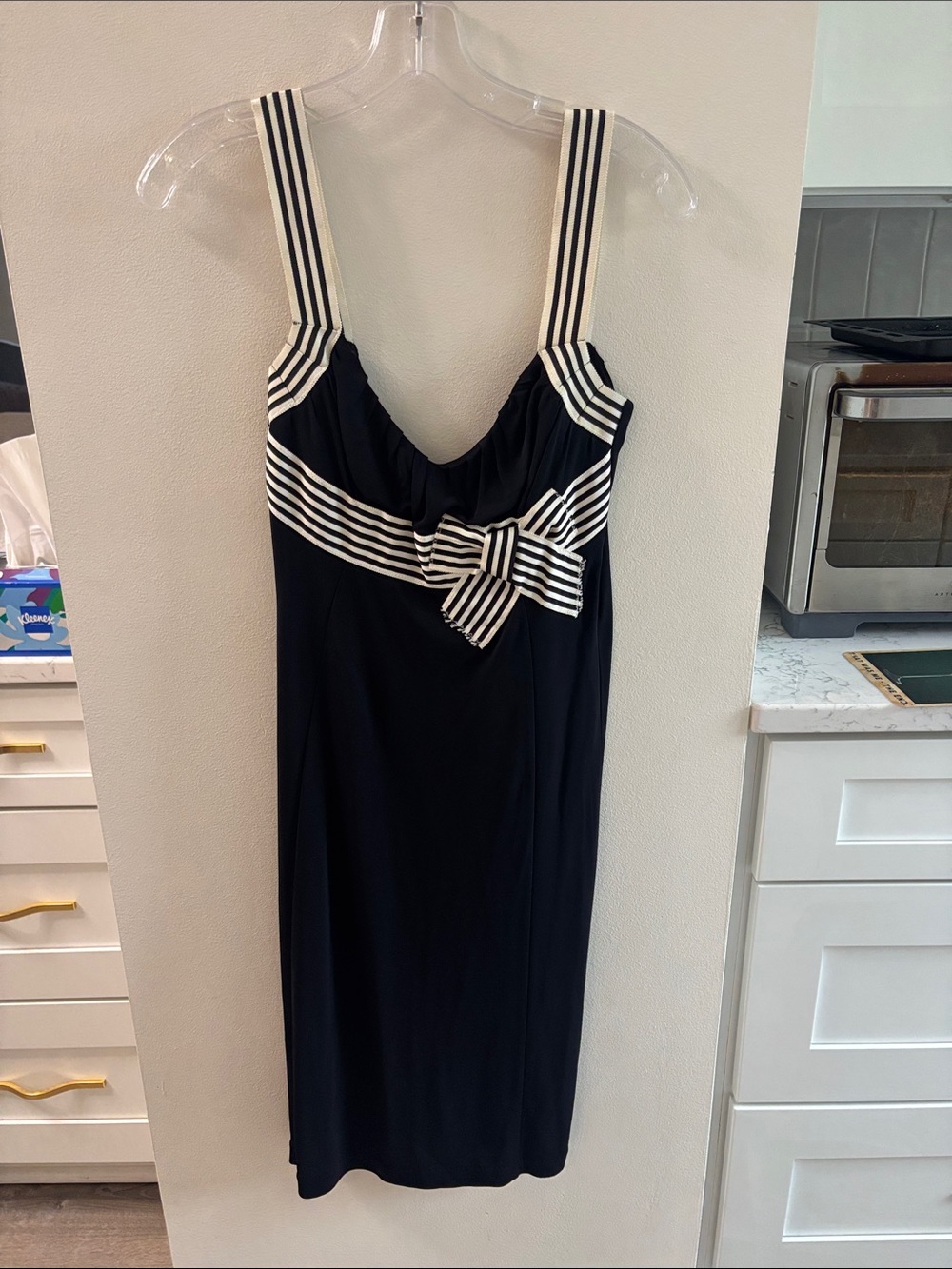Banana Republic Black Striped Bow-Detail Women’s Dress